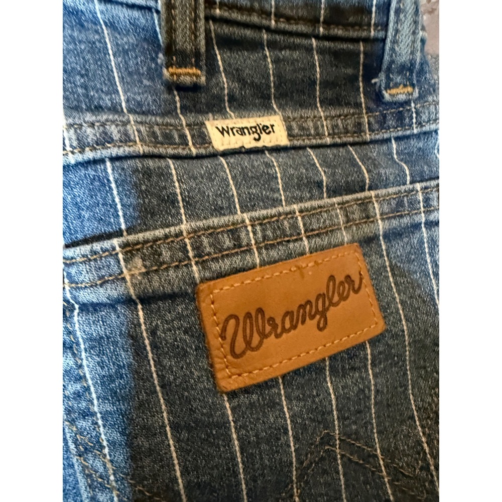 Wrangler Wanderer High Rise Flare Jeans LONG inseam  27x34 Blue White Pinstripe - Picture 4 of 6